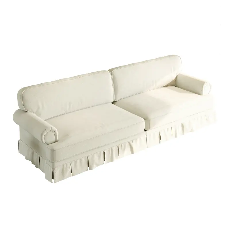 Cloud-Style Sectional Sofa Featuring Elegant Rolled Arms And Tailored Pleated Skirt 1