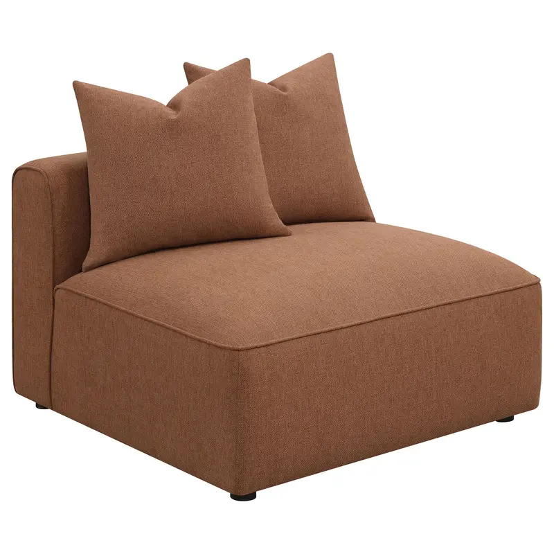 Colleen Armless Accent Chair With Textured Pillows – Terracotta 1