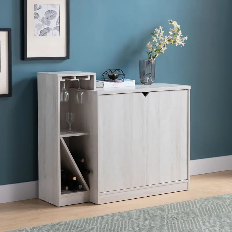 Compact Bar Cabinet – White Oak Wine Bottle Display & Storage Unit (4-Bottle Capacity) 1