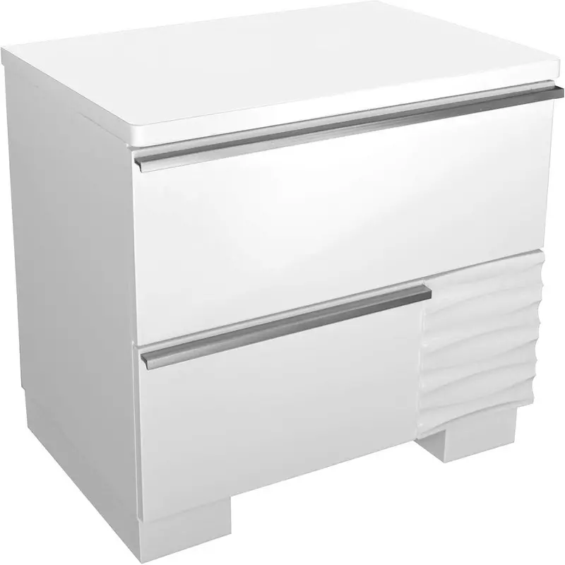 Compact Two-Drawer Nightstand In Pure White – Space-Saving Bedside Solution 1