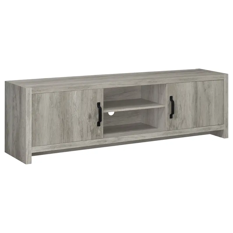 Conifer Gray Tv Stand With Customizable Shelf Heights 1