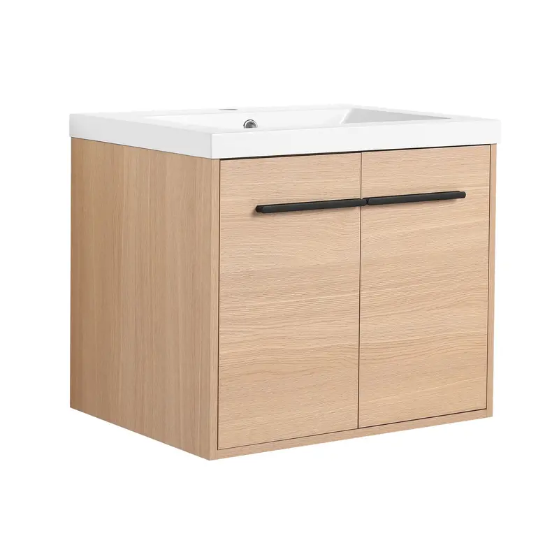 Contemporary Bathroom Vanity Set With Solid Resin Countertop Sink And Dual-Door Cabinet 1