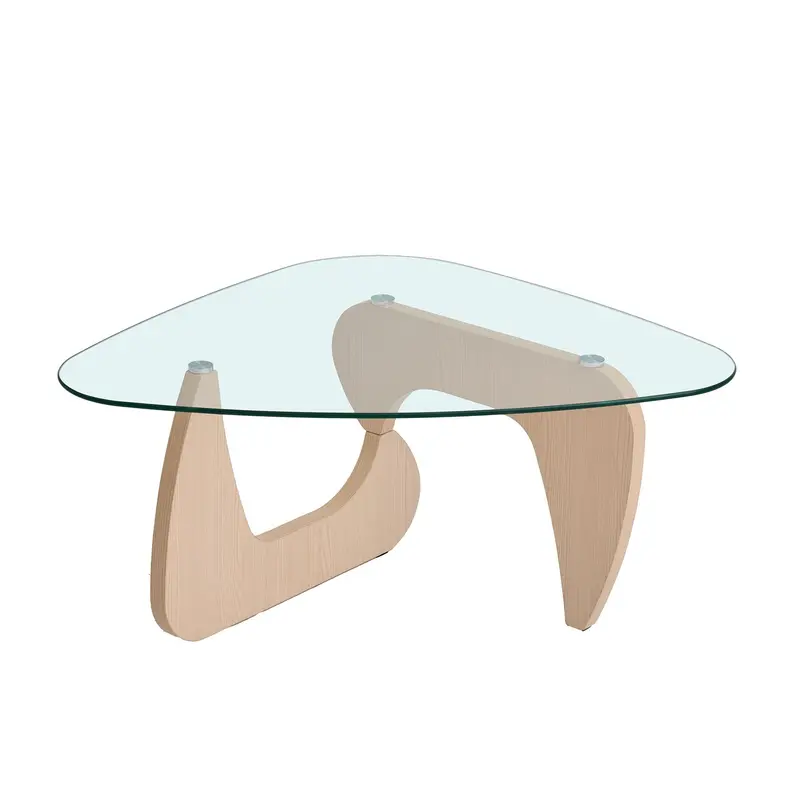 Contemporary Center Coffee Table – Rectangular Tempered Glass Top With Brushed Metal Frame 1