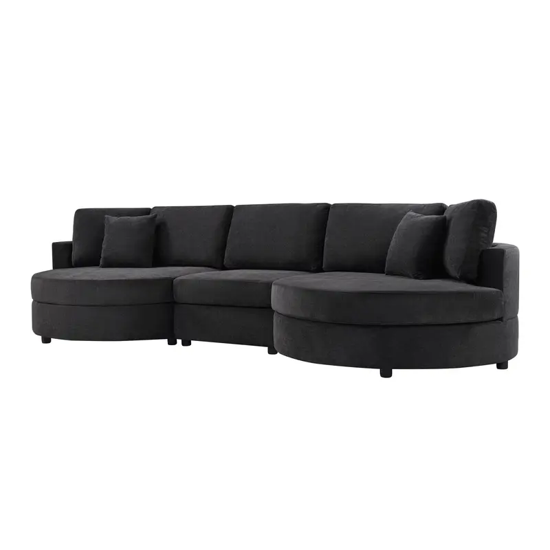 Contemporary Curved 3-Seater Upholstered Sofa 3