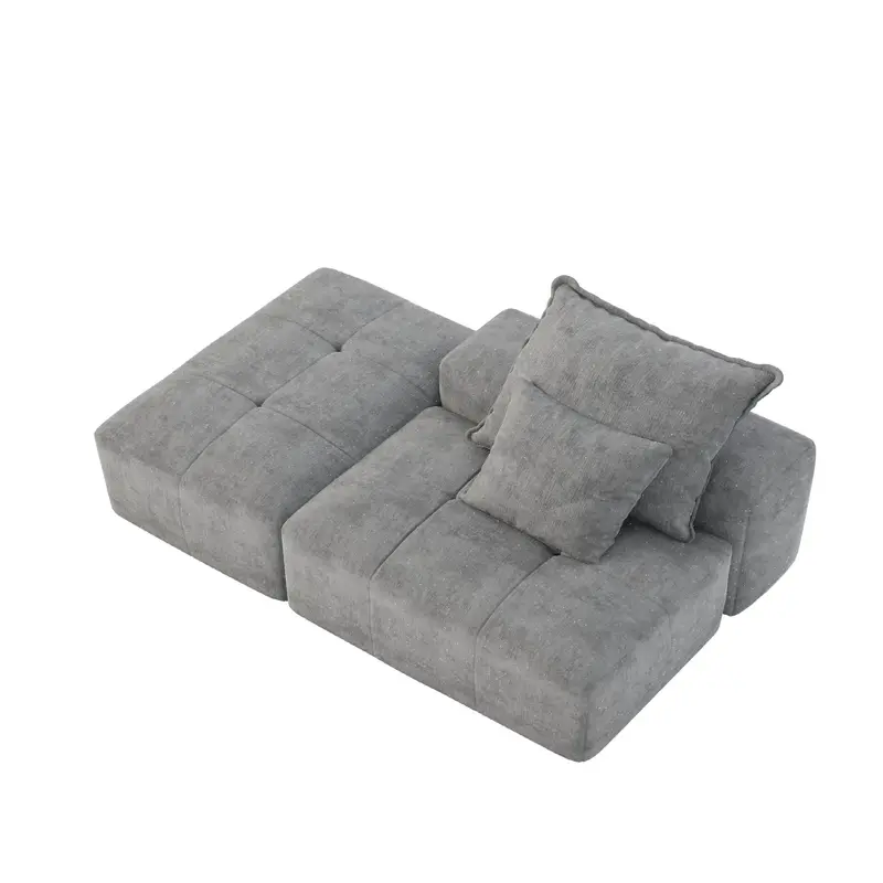 Contemporary Modular Sectional Sofa With Soft Sparkling Fabric Upholstery And Accent Pillows 1
