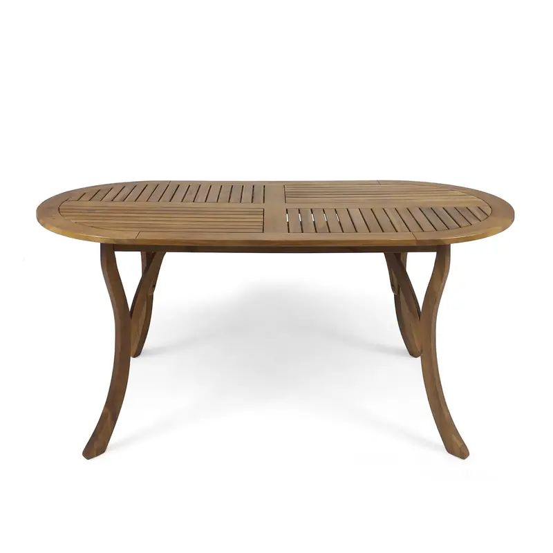 Contemporary Outdoor Table With Clean Silhouette And Horizontal Slatted Top 1