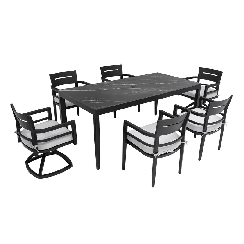 Contemporary Patio Dining Set – Table And Chairs Featuring Sunbrella Fabric Cushions 3
