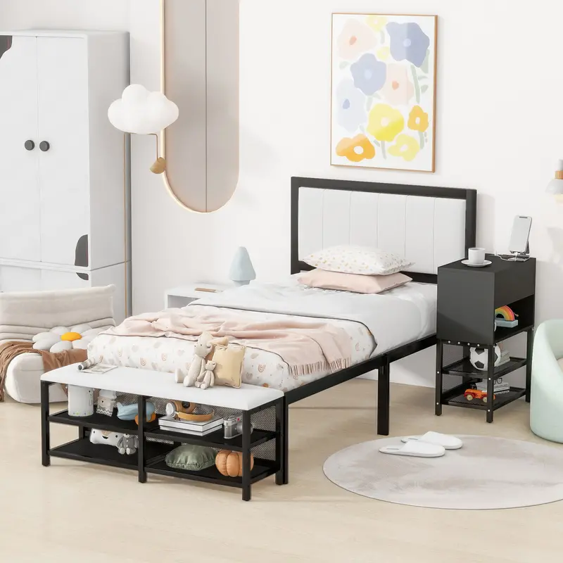Contemporary Platform Bed With Dual-Tier Under-Bed Storage And Matching Cabinet 2