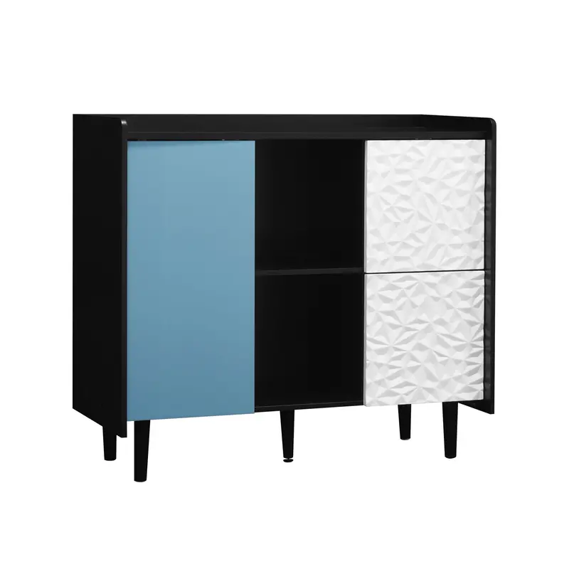Contemporary Sideboard Buffet Cabinet With Paneled Doors And Concealed Compartments 1