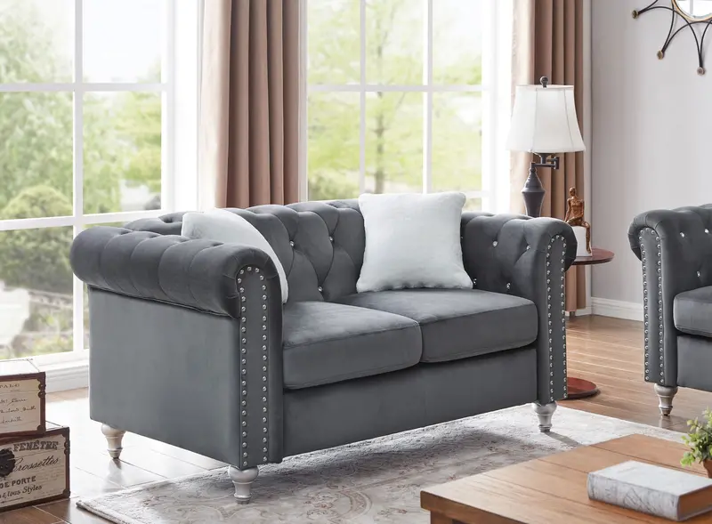 Contemporary Two-Seater Loveseat With Clean Lines 1