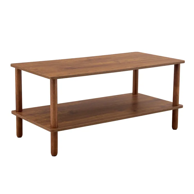 Contemporary Two-Tier Coffee Table With Open Shelving For Living Spaces 1