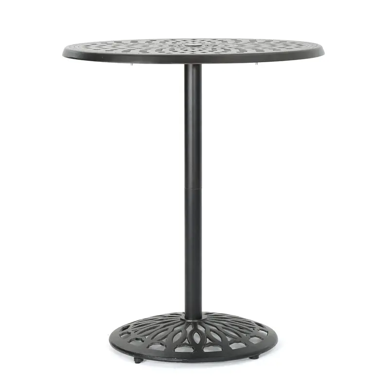 Copper-Finished Round Bar Table – Cast Aluminum With Ornate Filigree 1