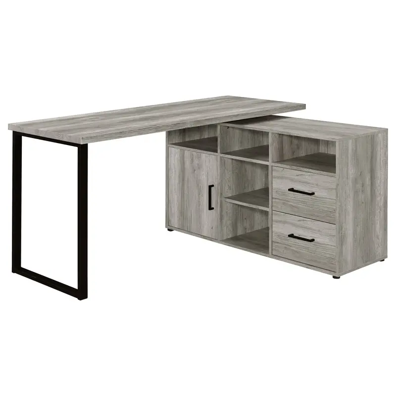 Corrado L-Shaped Office Desk With Built-In Storage – Modern Gray Finish 1