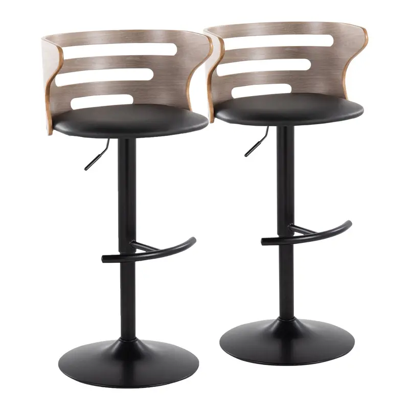 Cosi Mid-Century Modern Swivel Barstool – Height-Adjustable With Rounded T Footrest (2-Pack) 1
