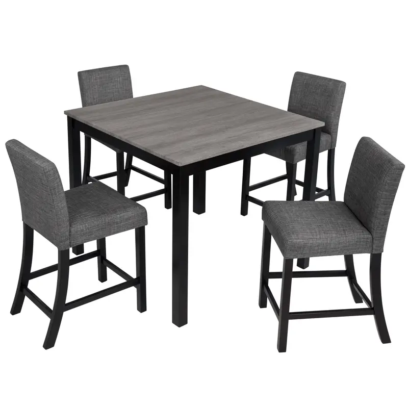 Counter-Height 5-Piece Dining Set: Square Table + 4 Padded Chairs 3