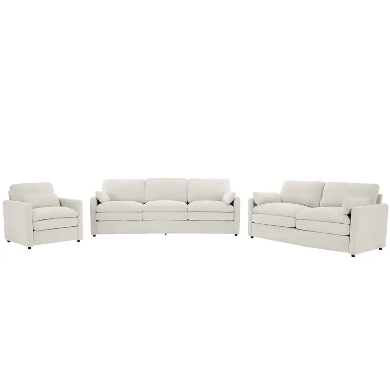 Cozy Upholstered Living Room Sofa Set With Plush Cushioning And Clean Lines 2