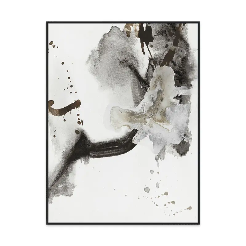 Cream Contemporary Canvas Art – 36" X 48", Pearl Silver Tone 1