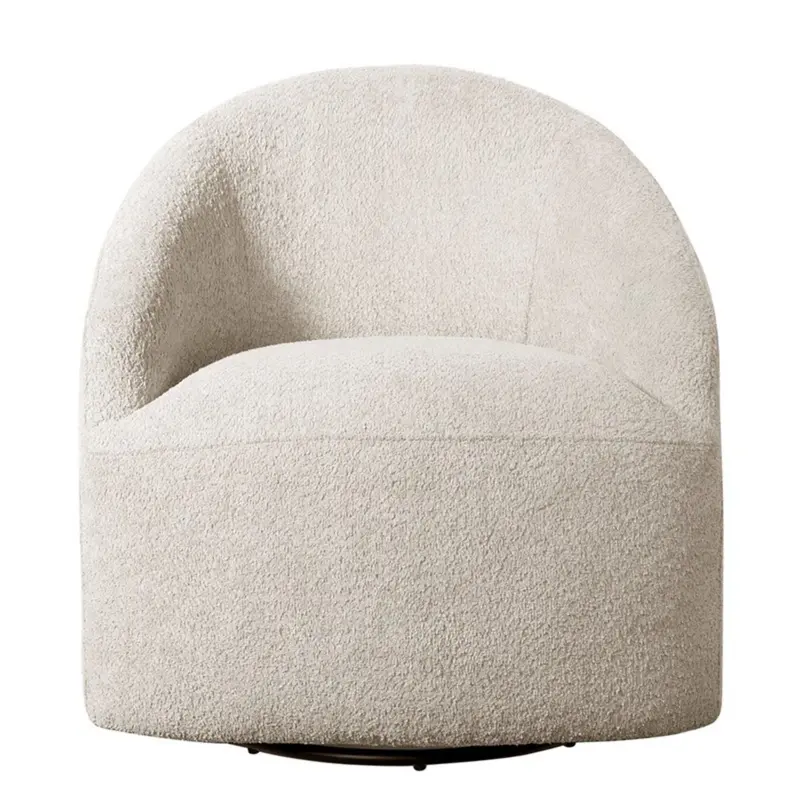 Cream Upholstered 360-Degree Swivel Accent Chair 1