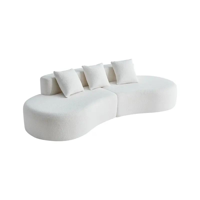 Curved Half-Moon Sofa – Five-Seat Cloud-Like Lounge With High-Density Foam – Crisp White Finish 1