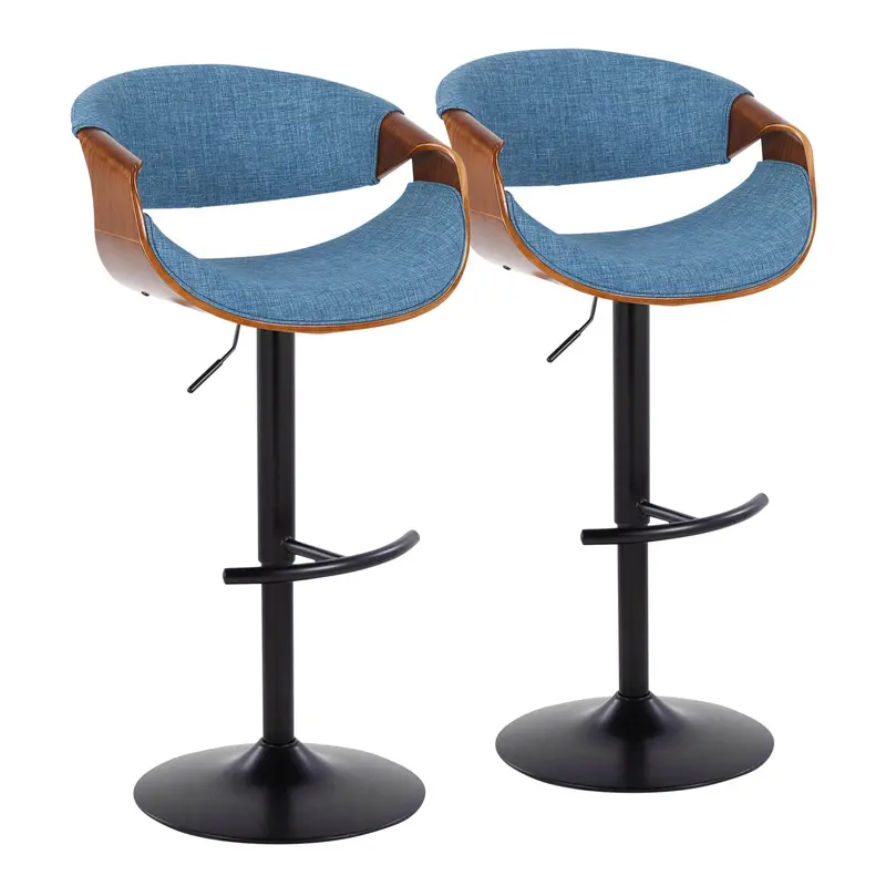 Curvo Mid-Century Adjustable Swivel Barstool With Rounded T Footrest (2-Pack) 1