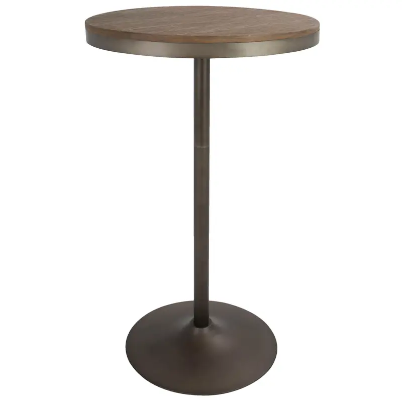 Dakota Industrial Dinette Table – Adjustable Height Metal-And-Wood Table For Kitchen Or Bar Areas 1