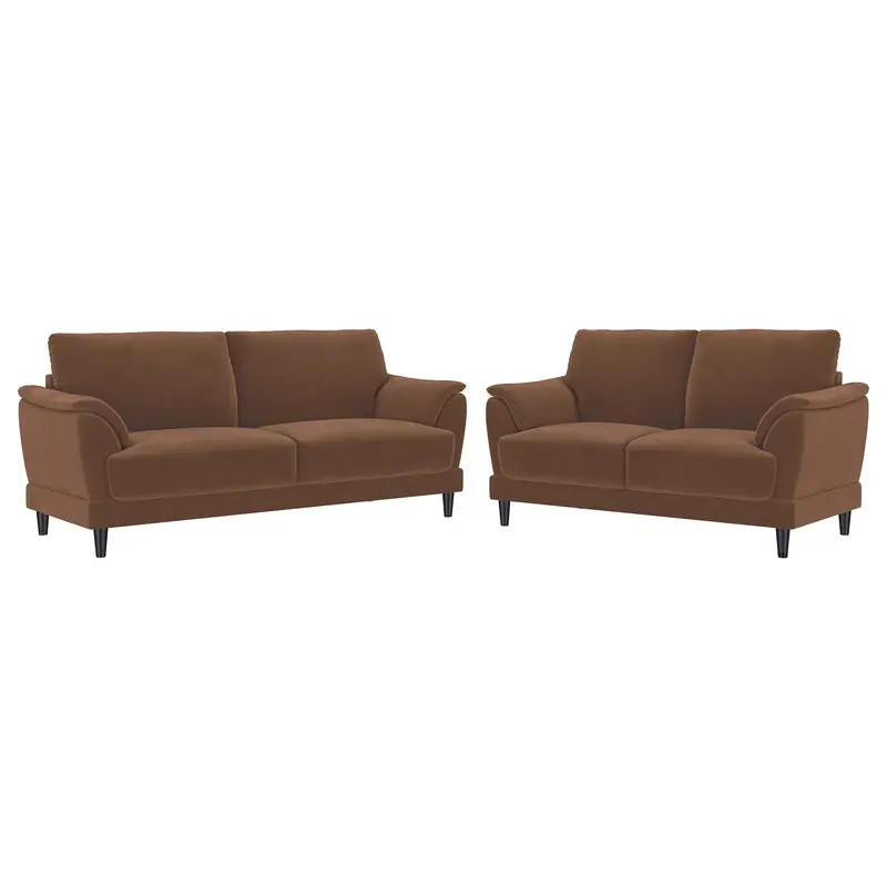Dania Rust 2-Piece Crescent-Arm Upholstered Sofa Set 1