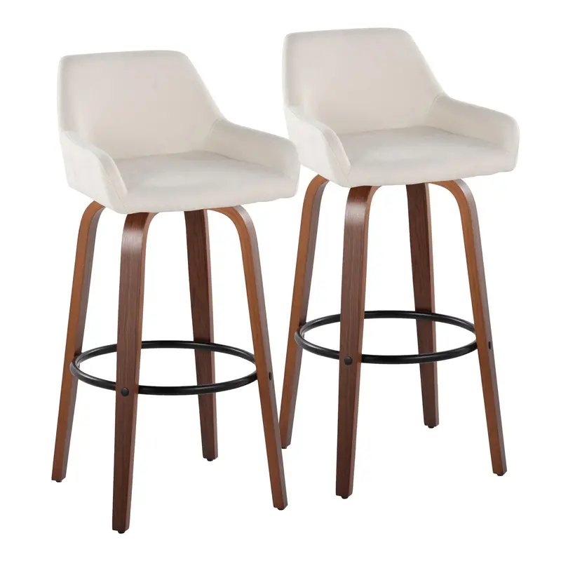 Daniella Swivel Barstools With Round Footrests (2-Pack) 1