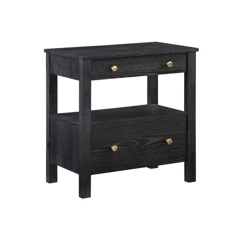 Danielle Two-Drawer Nightstand In Matte Black Finish 1