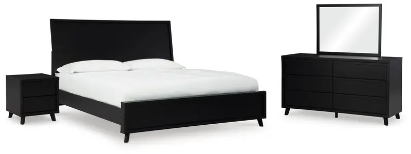 Danziar King Panel Bed Set: Bed, Dresser, Mirror & Nightstand 1