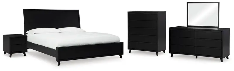 Danziar Queen Bedroom Ensemble: Panel Bed, Dresser, Mirror, Chest & Nightstand 1