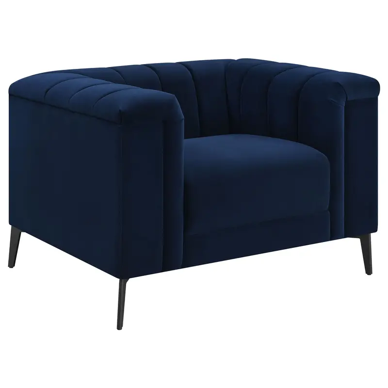 Darci Blue Accent Armchair With Tapered Legs 1