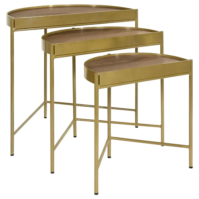 Darlene Nesting Tables: Versatile Brown Three-Piece Set With Stackable Design 1