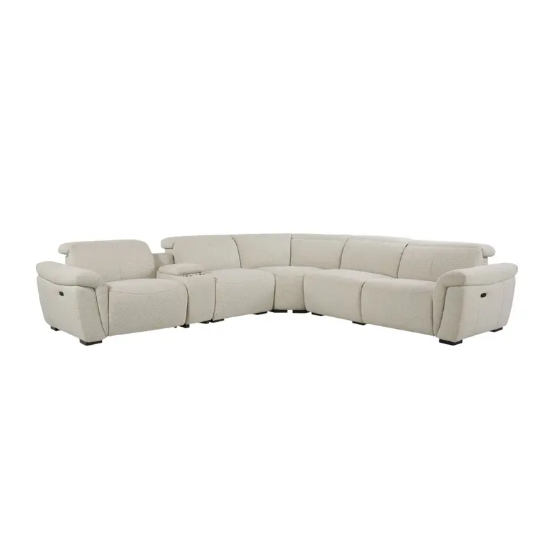 Dayana Beige Bouclé Power Recliner Sectional – 5-Seater With Console 1