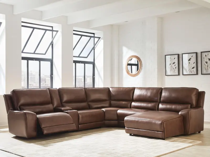 Deepwakes 6-Piece Power Reclining Sectional With Extended Chaise Configuration 1