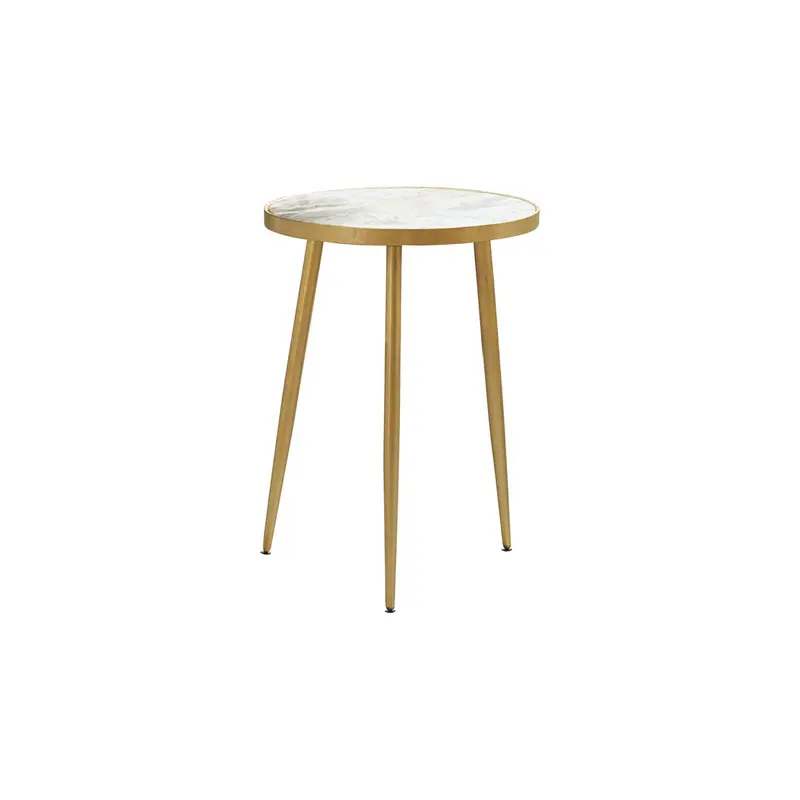 Delilah Elegant Round Marble-Top Table With Gold-Plated Base 1
