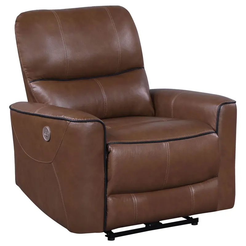 Denson Brown Power Recliner With Usb Port & Button-Controlled Recline 1