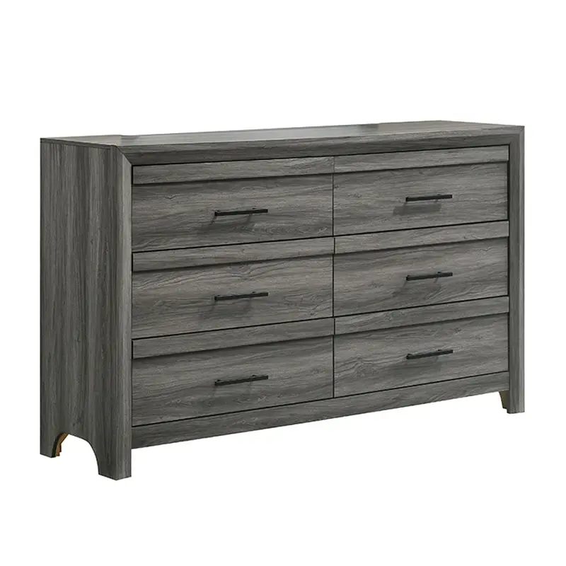 Denver Gray 6-Drawer Dresser With Rustic Modern Design 1
