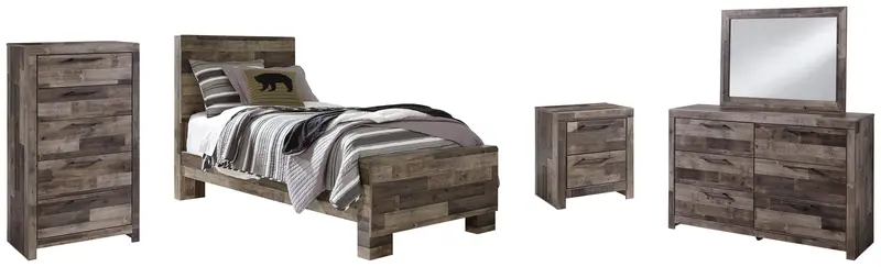 Derekson Twin Panel Bed With Mirrored Dresser, Chest & Nightstand 1