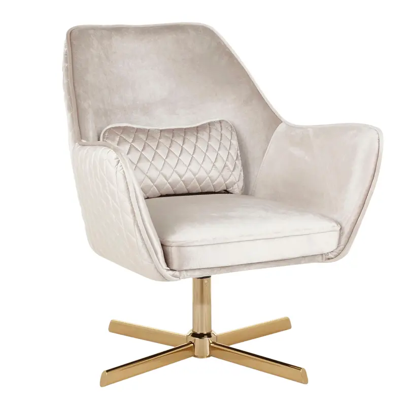 Diana Gold & Cream Lounge Chair – Contemporary Glam Recliner With Plush Upholstery 1
