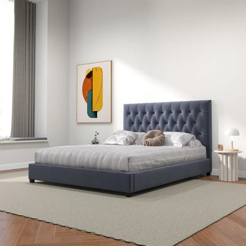 Donald Mid-Century Upholstered Platform Bed 1