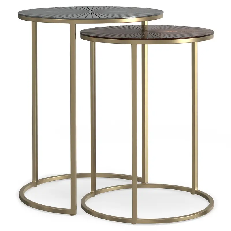 Drake Nested Accent Tables In Antique Nickel And Copper Finish 1