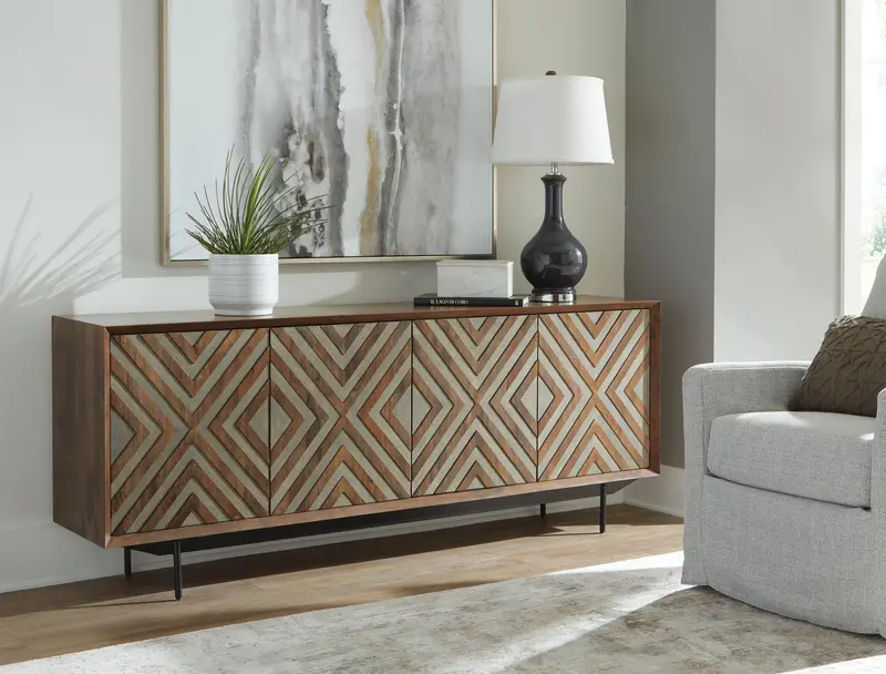 Dreggan Stylish Accent Cabinet With Wood Accents 1