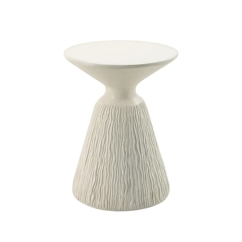 Duane Textured Concrete Accent Table In White 1