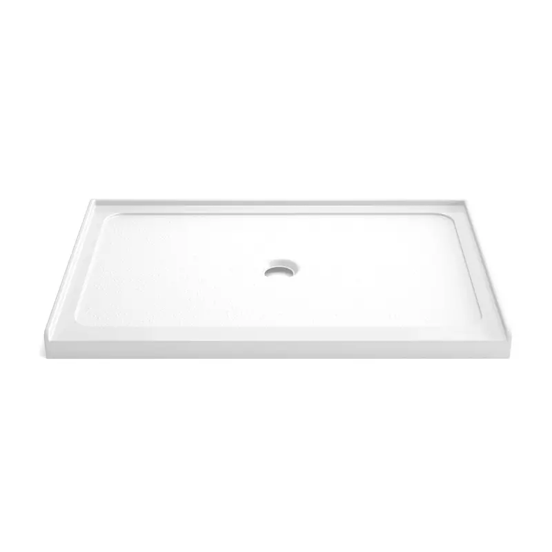 Durable Center-Drain Shower Base: Non-Slip Surface & Gloss White Finish 1