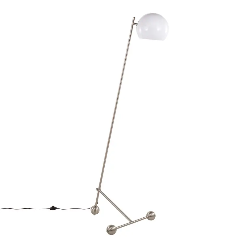 Eileen Contemporary Floor Lamp – Nickel And White Adjustable Uplight 1