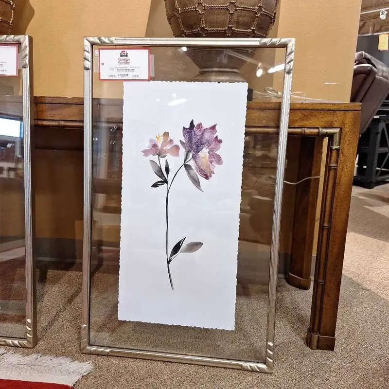 Elegant Silver-Glass Floral Wall Art – Alternate Style 1