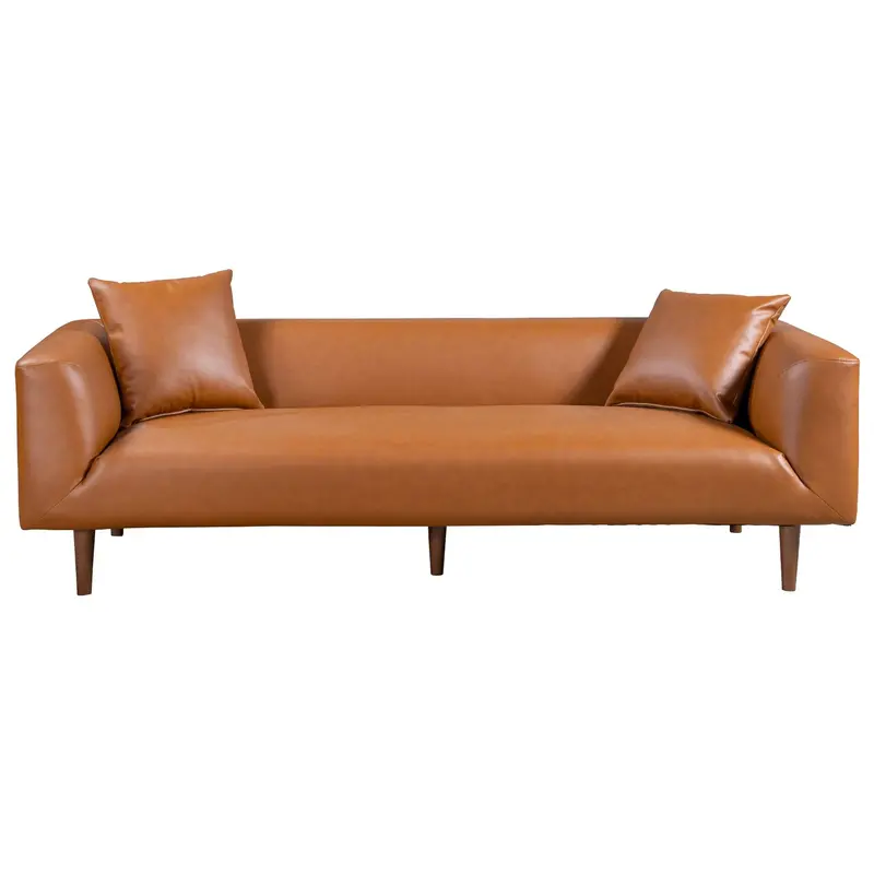 Elwood Cognac Leather Sofa With Rolled Arms And Kiln-Dried Hardwood Frame 1