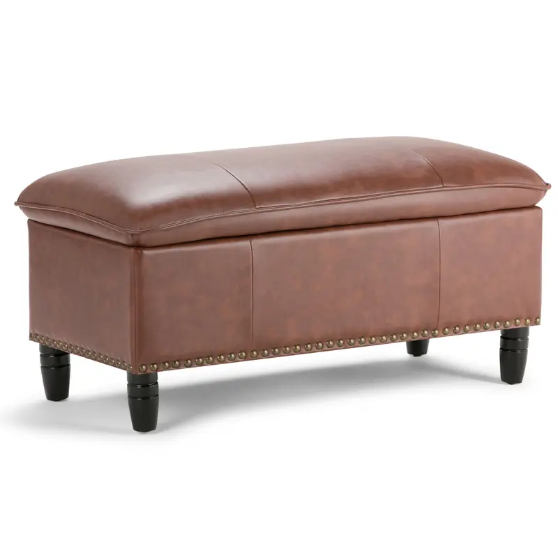 Emily Cognac Leather Storage Ottoman With Hidden Compartment 1