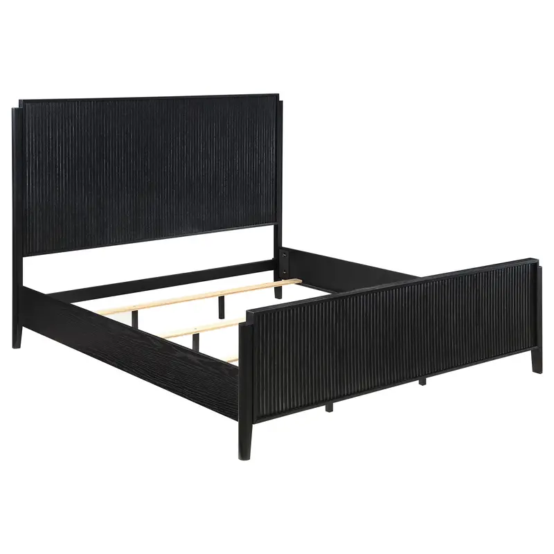 Ennis Black Eastern King-Sized Upholstered Bed 1