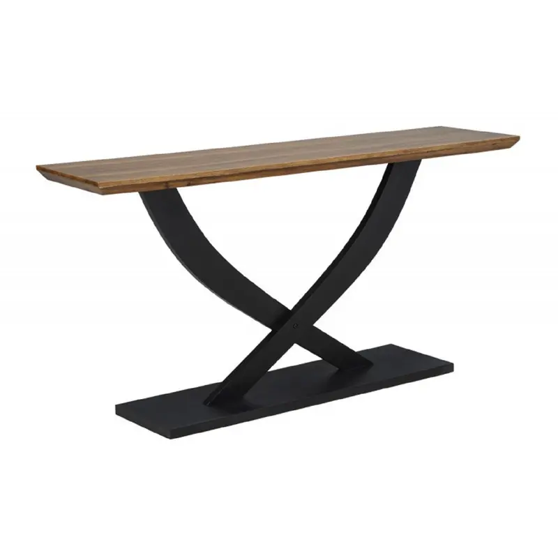 Entryway Console Table Featuring Cross-Legged Frame – Natural Wood And Espresso Tone 1